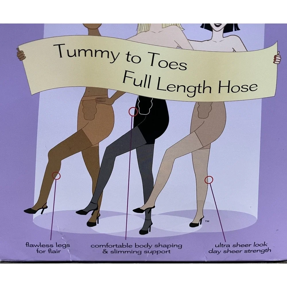 Spanx All The Way Full Length Black Hose Sara Blakely New Size C Super Control